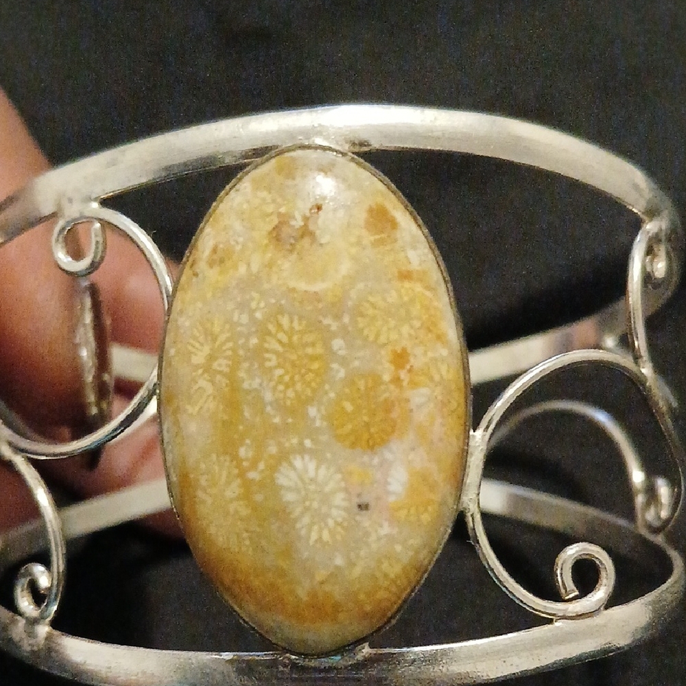 Elegant 925 Fossilized Coral Bracelet